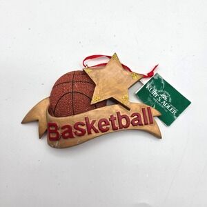 Kurt S. Adler Basketball Christmas Ornament - Gold Star Resin Sport Decor A1732